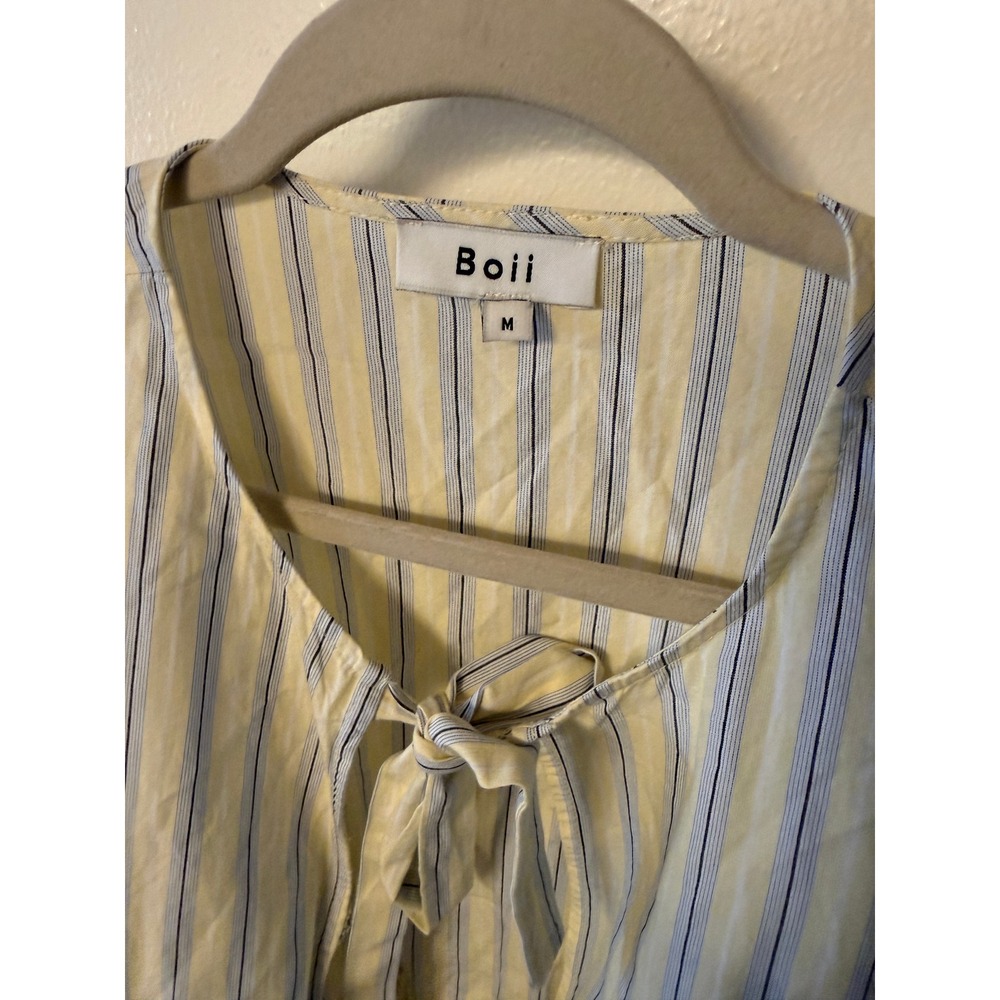 Boii peplum romantic ties open front‎ scandi girl preppy cotton striped MD euc - Picture 4 of 8